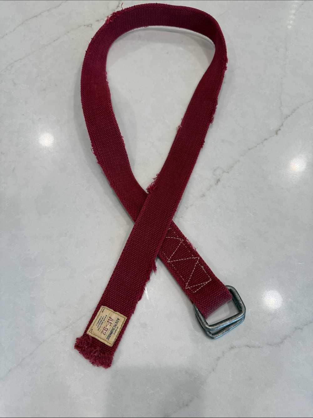 Abercrombie & Fitch Vintage Men's Burgundy Canvas Web Belt with Metal D-Ring